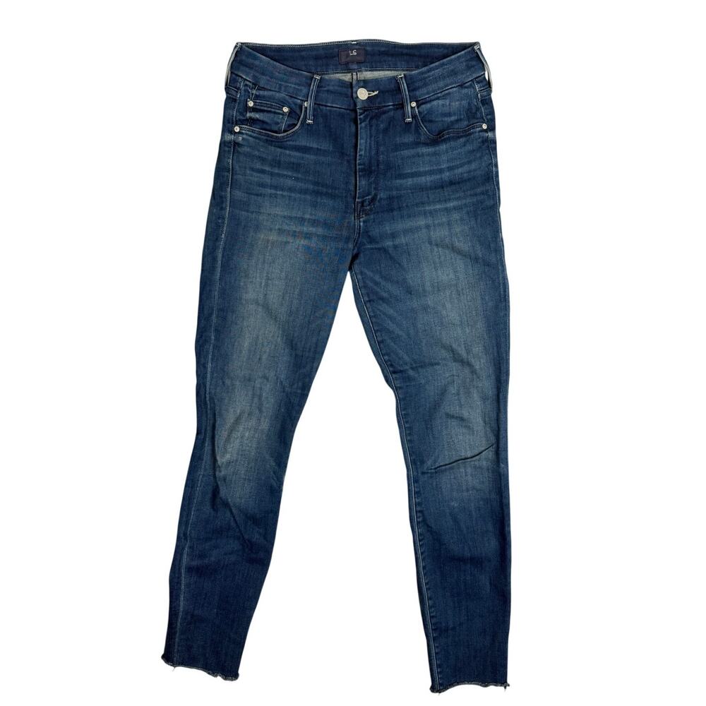 MOTHER Jeans The Looker Ankle Fray Slim Pants High Rise Blue 28